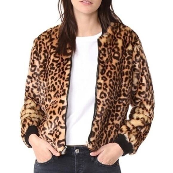 Splendid Faux Fur Jacket Leopard Print full zip cozy mob wives Women’s Size XS - Picture 7 of 15